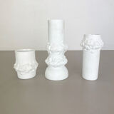 Set of 3 Original OP Art Biscuit Porcelain Vases by AK Kaiser, Germany, 1970s