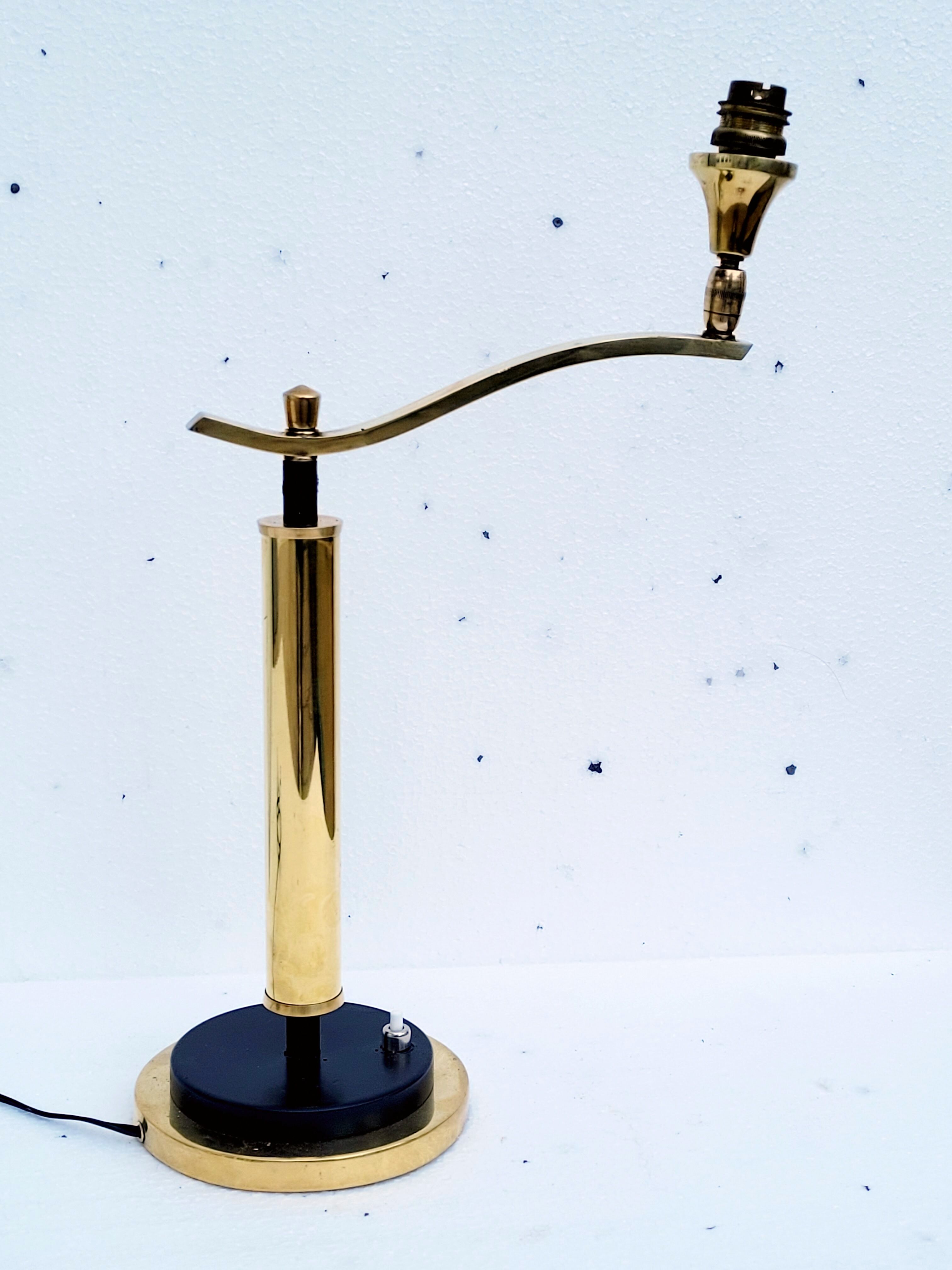 Brass lamp foot gallows arms, 30s Jules Leleu