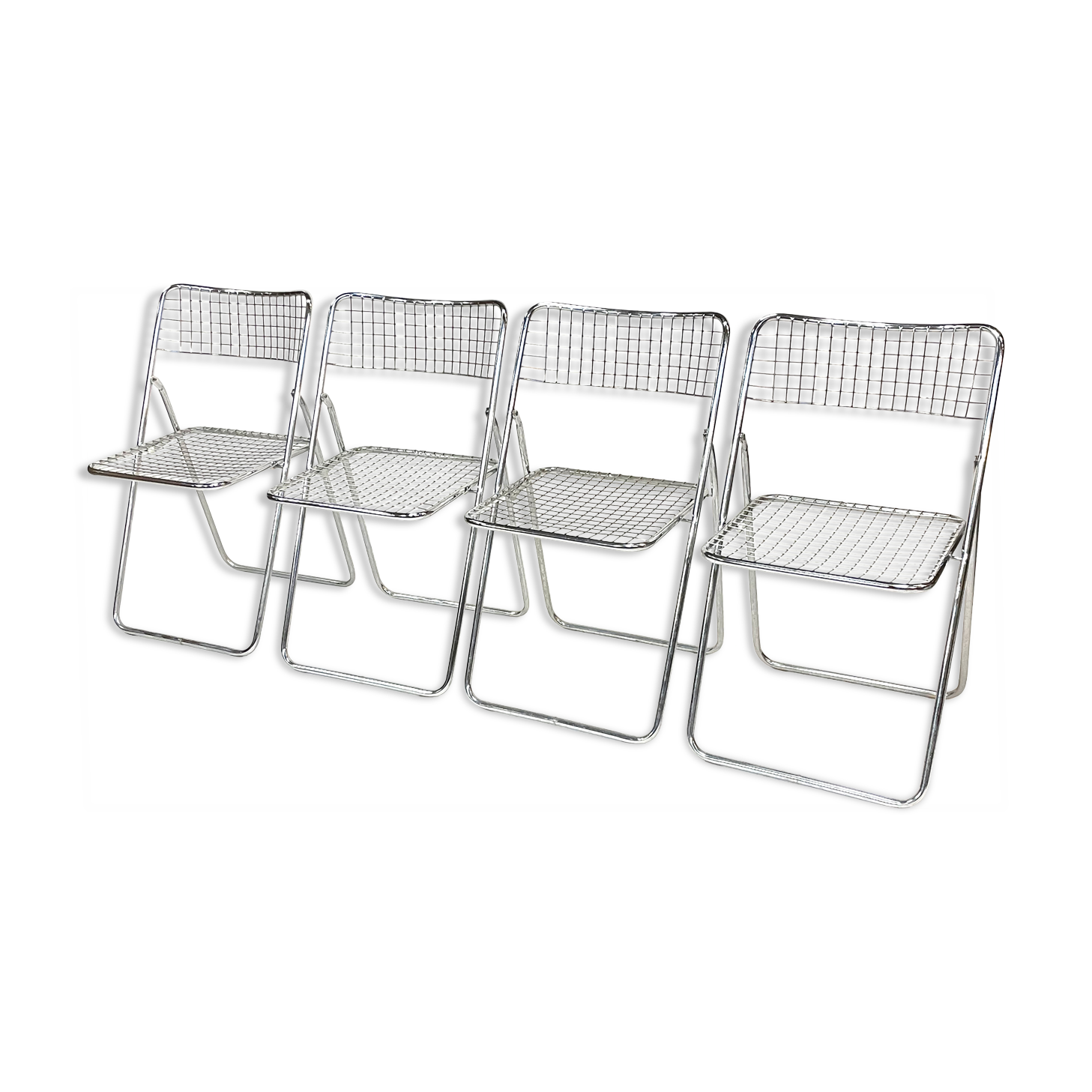 Set of four chrome folding chairs by Niels Gammelgaard for Ikea 1970