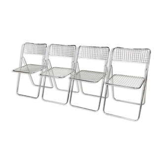 Set of four chrome folding chairs by Niels Gammelgaard for Ikea 1970