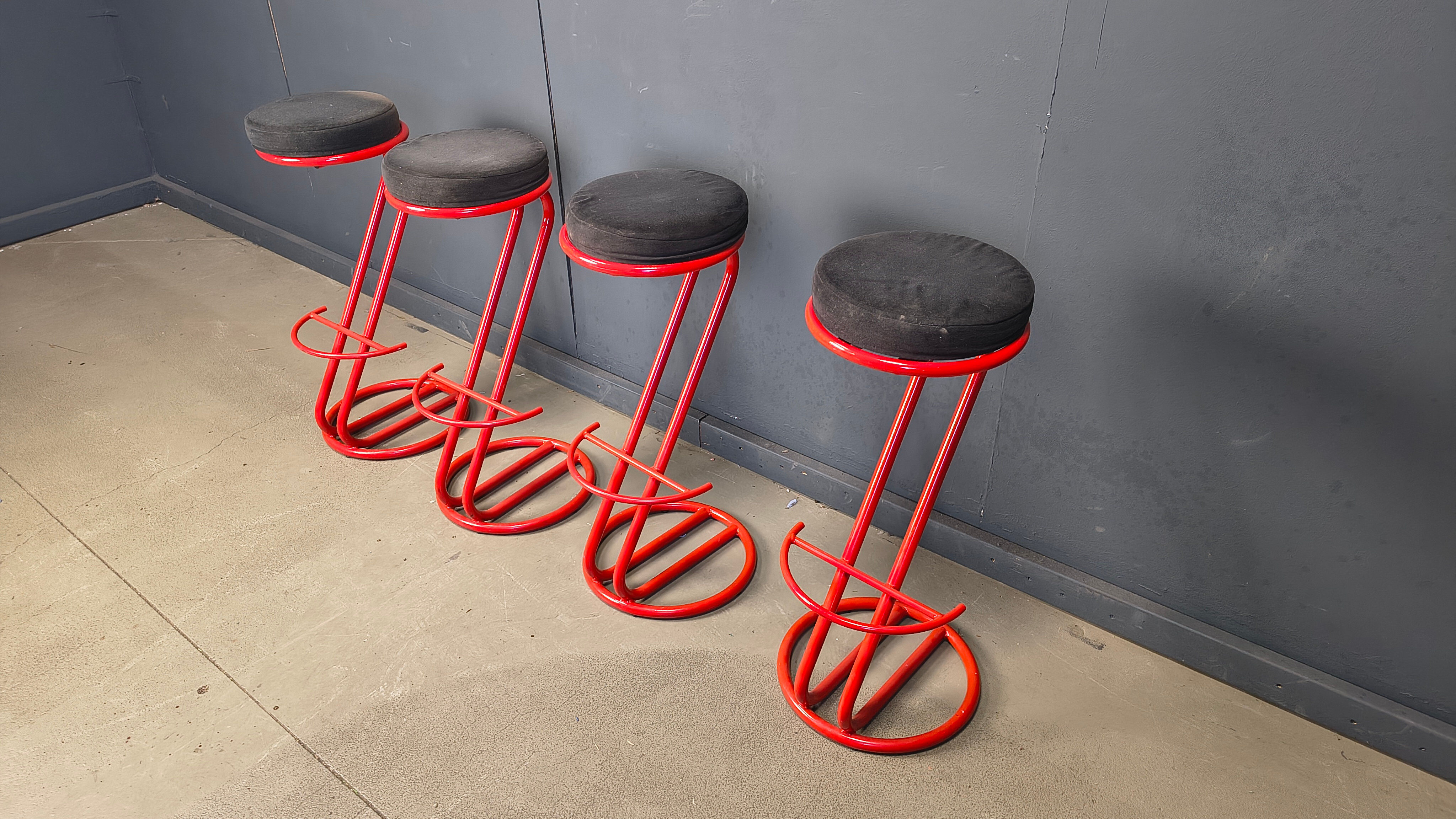 Tabourets de bar style Memphis, années 1980 - ensemble de 4