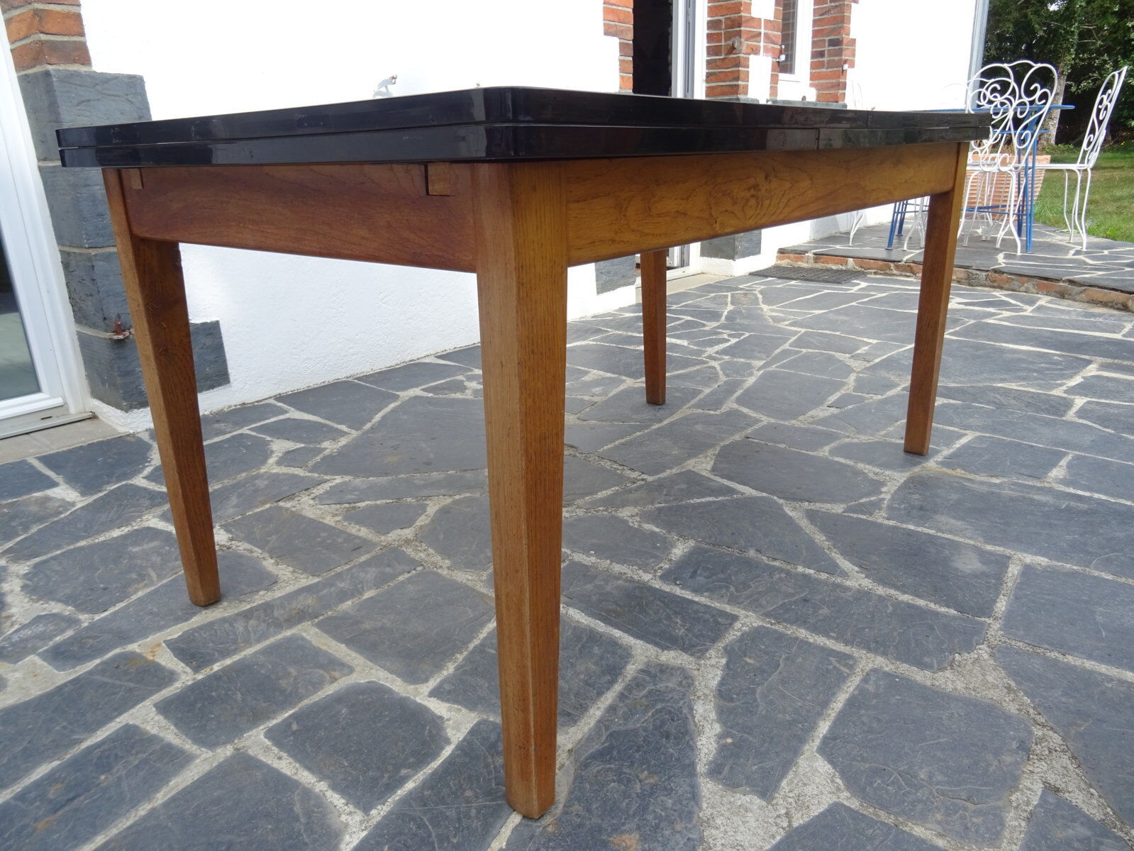 Solid oak and formica extension table