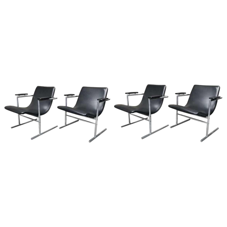 Pair of armchairs " oslo " by rudi verelst for novalux, belgian designer, chrome metal, ca 1970s