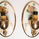 Set of two wall sconces in porcelain with roses, Poland, 1960s.