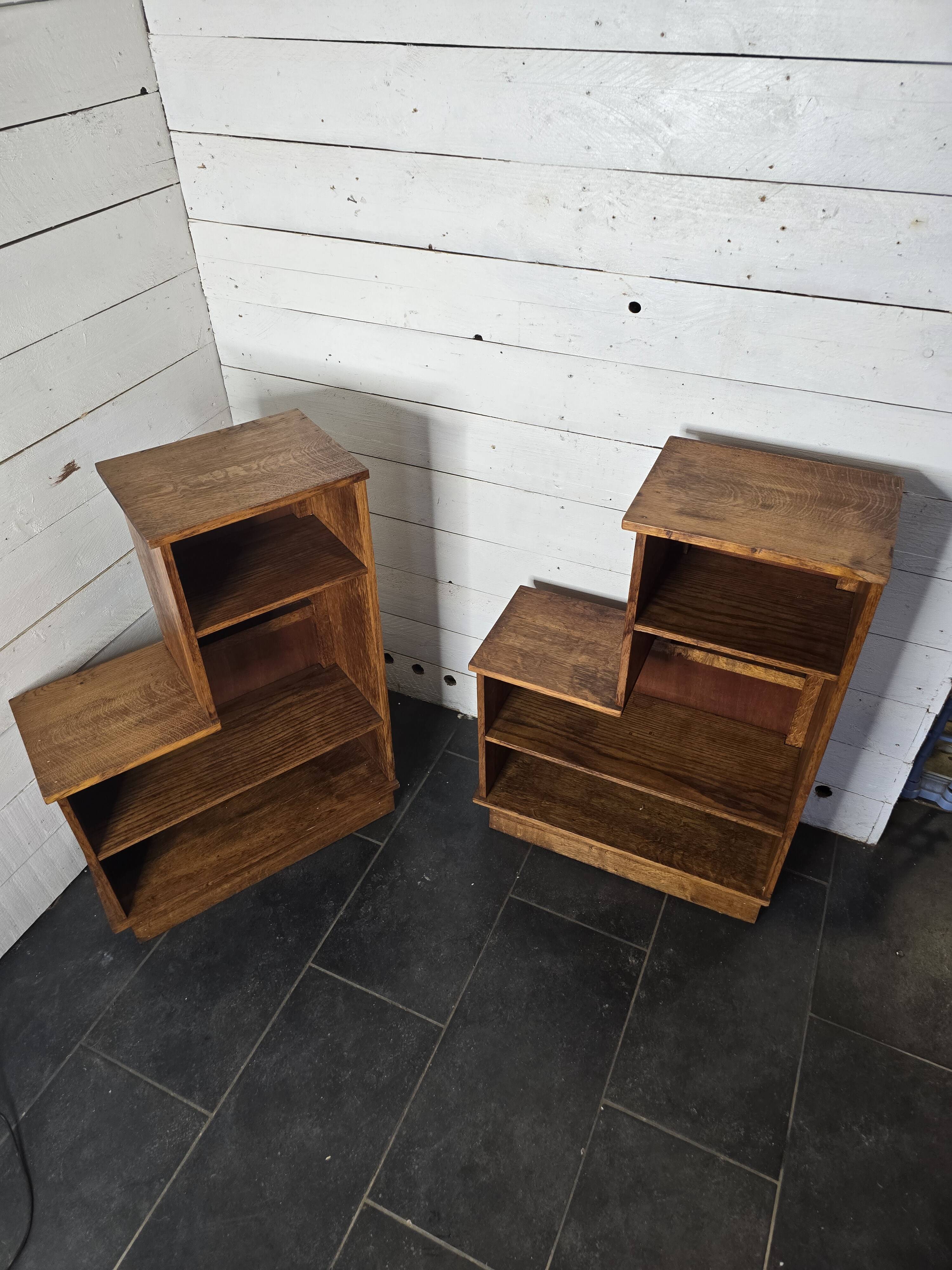 Pair of 1960s solid oak bookcases