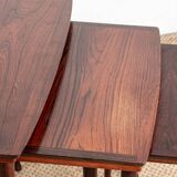 Three Danish nesting tables in rosewood by Mobelintersia 1960.