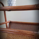 Braided rattan side table and smoked glass