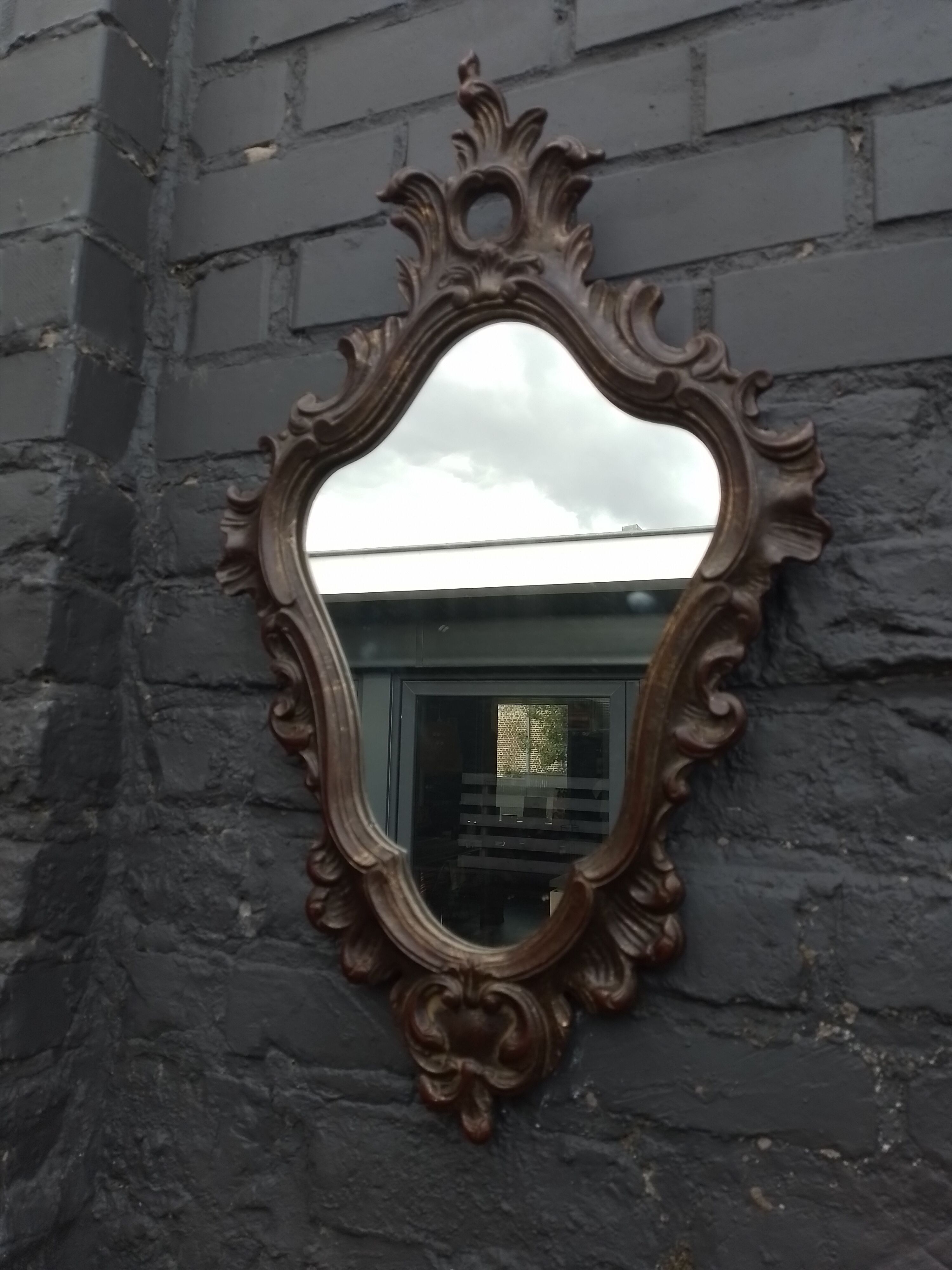 Vintage aged gilded wood mirror 60' 35x60cm
