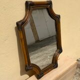 Large format retro decorative vintage wicker and rattan wood mirror