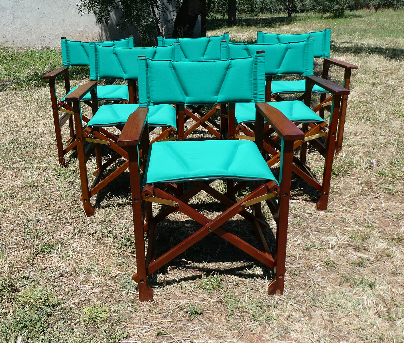 Lot of 6 foldable chairs in solid teak Roland Vlaemynck