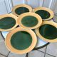 Lot de 6 assiettes plates en céramique émail vert salins modèle "capvern" années 60-70