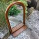 Arched rattan mirror with shelf/vintage 60s-70s