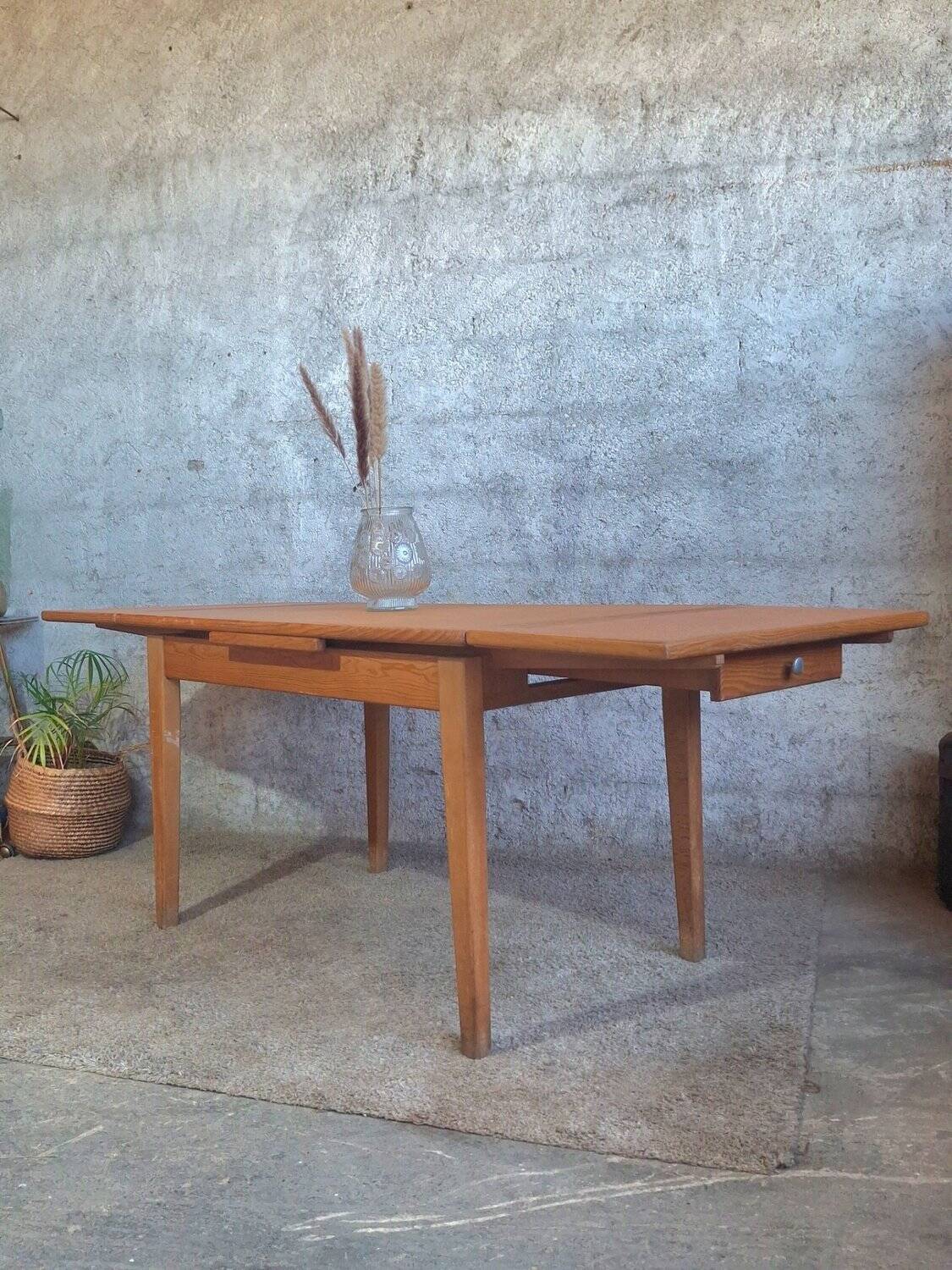 1950s dining table with sliding extensions