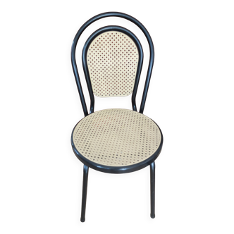 Chaise en rotin naturel et métal noir