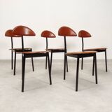 Set of 5 Linea Veam leather tripod chairs