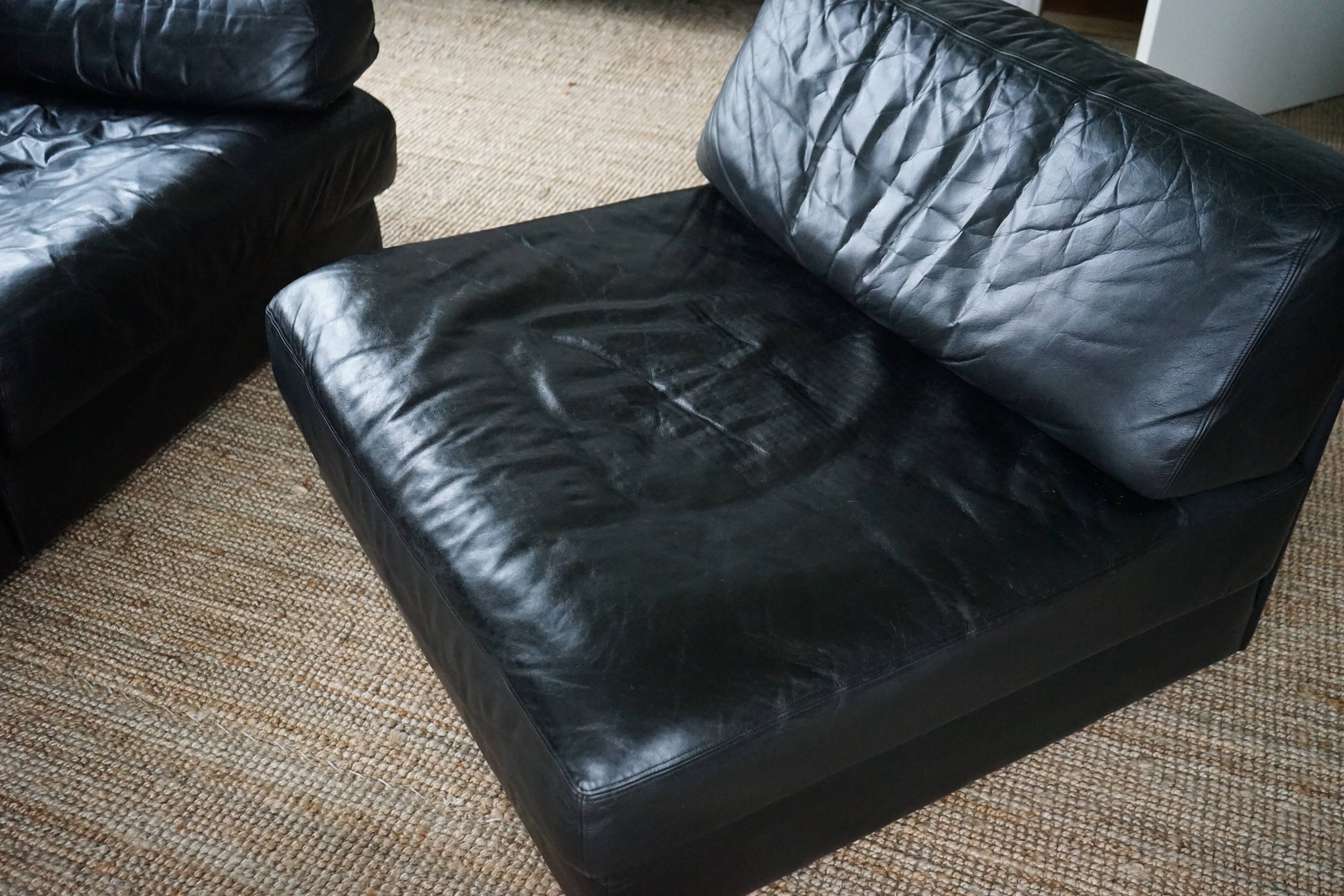 Ensemble Canapé-lit Modulable DS76 en Cuir Noir de De Sede