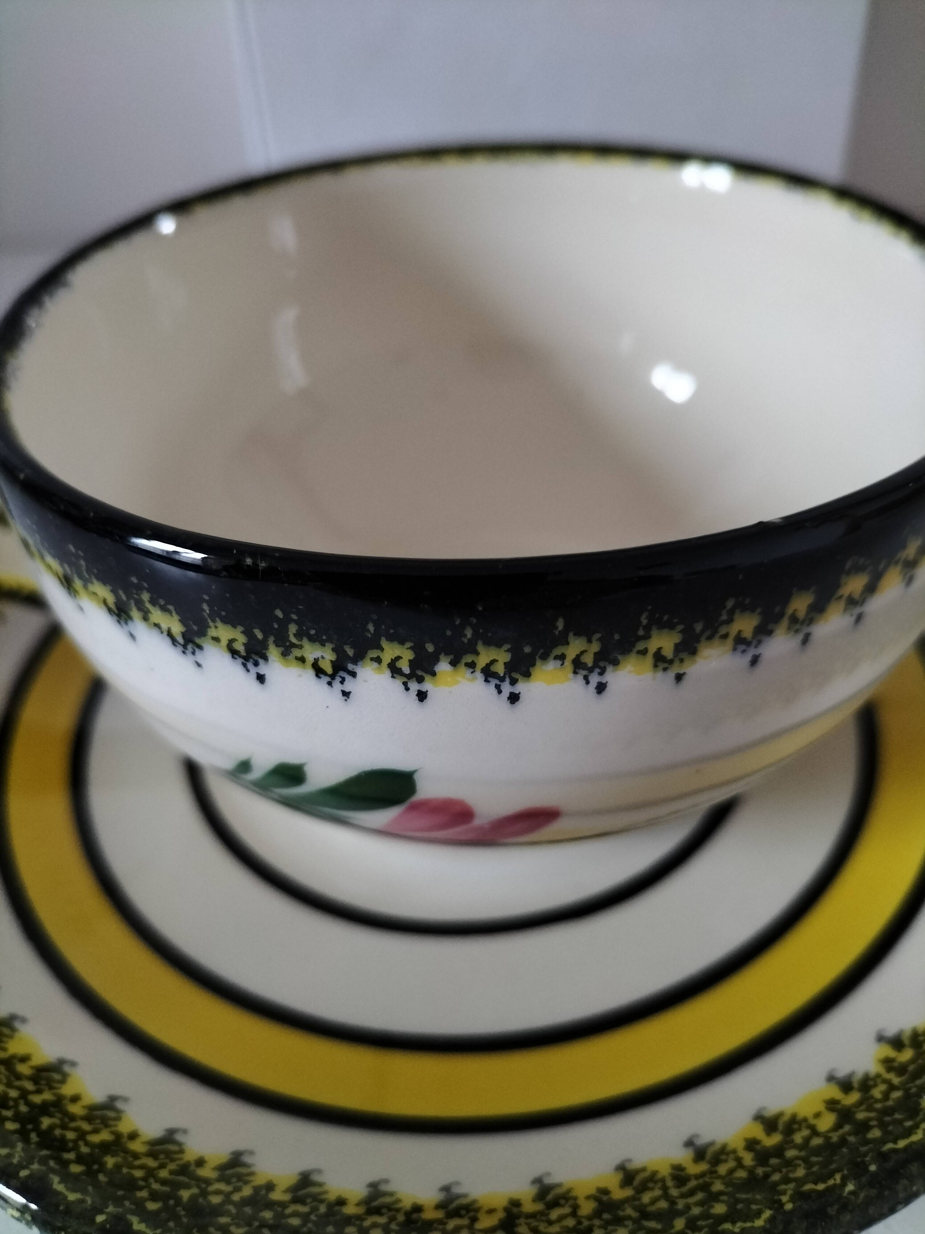 Two Henriot Quimper cups and saucers