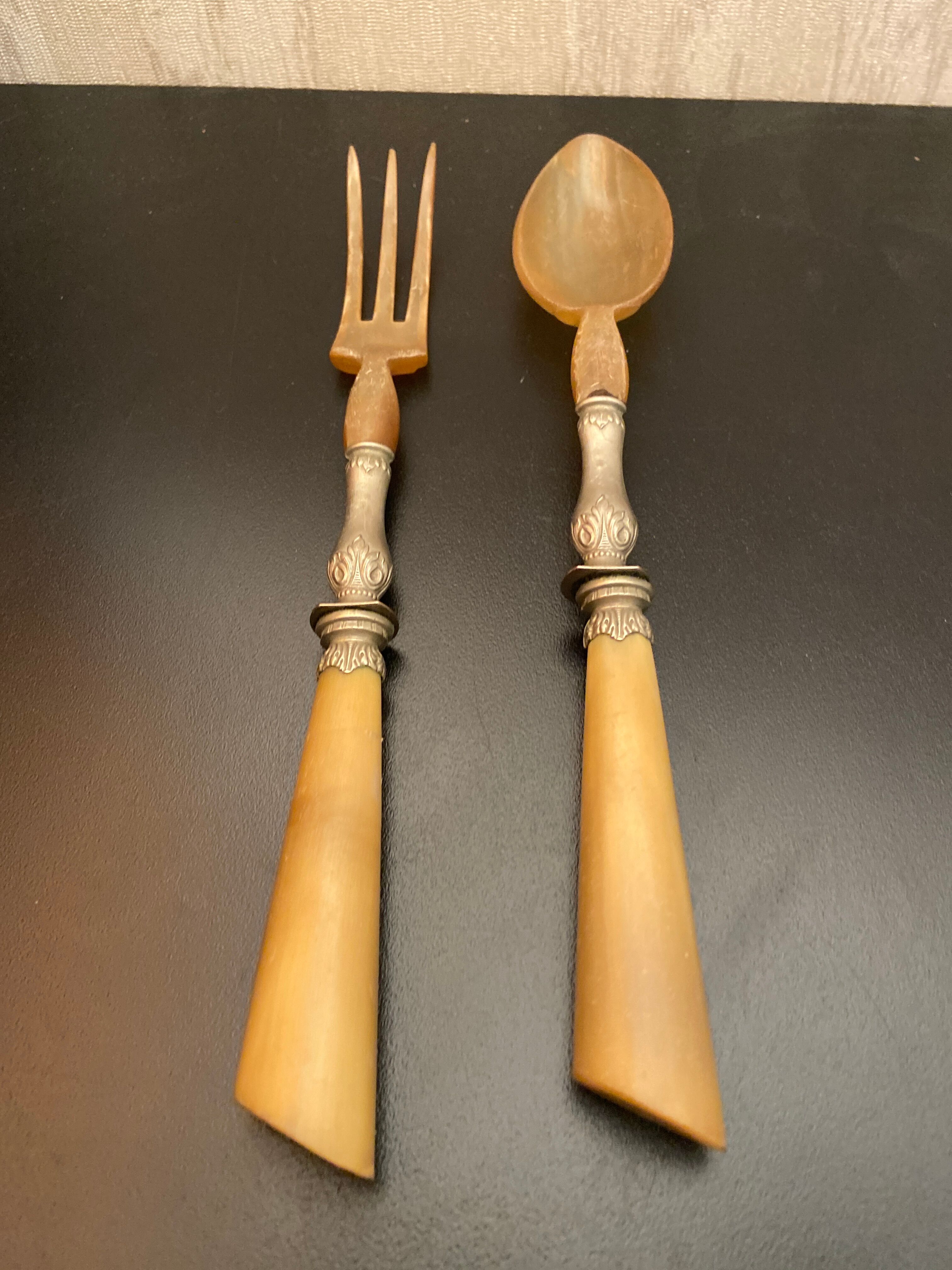 Silver and horn salad cutlery