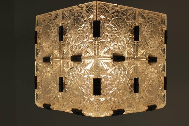 Ensemble de quatre pendentifs/lustres en verre, Tchécoslovaquie, années 1970