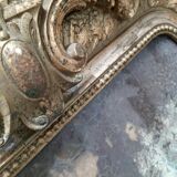 Large Louis Philippe mirror with antique mercury pediment, height 107cm, vintage