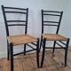 Vintage chairs with woven rope seats, antique seating furniture