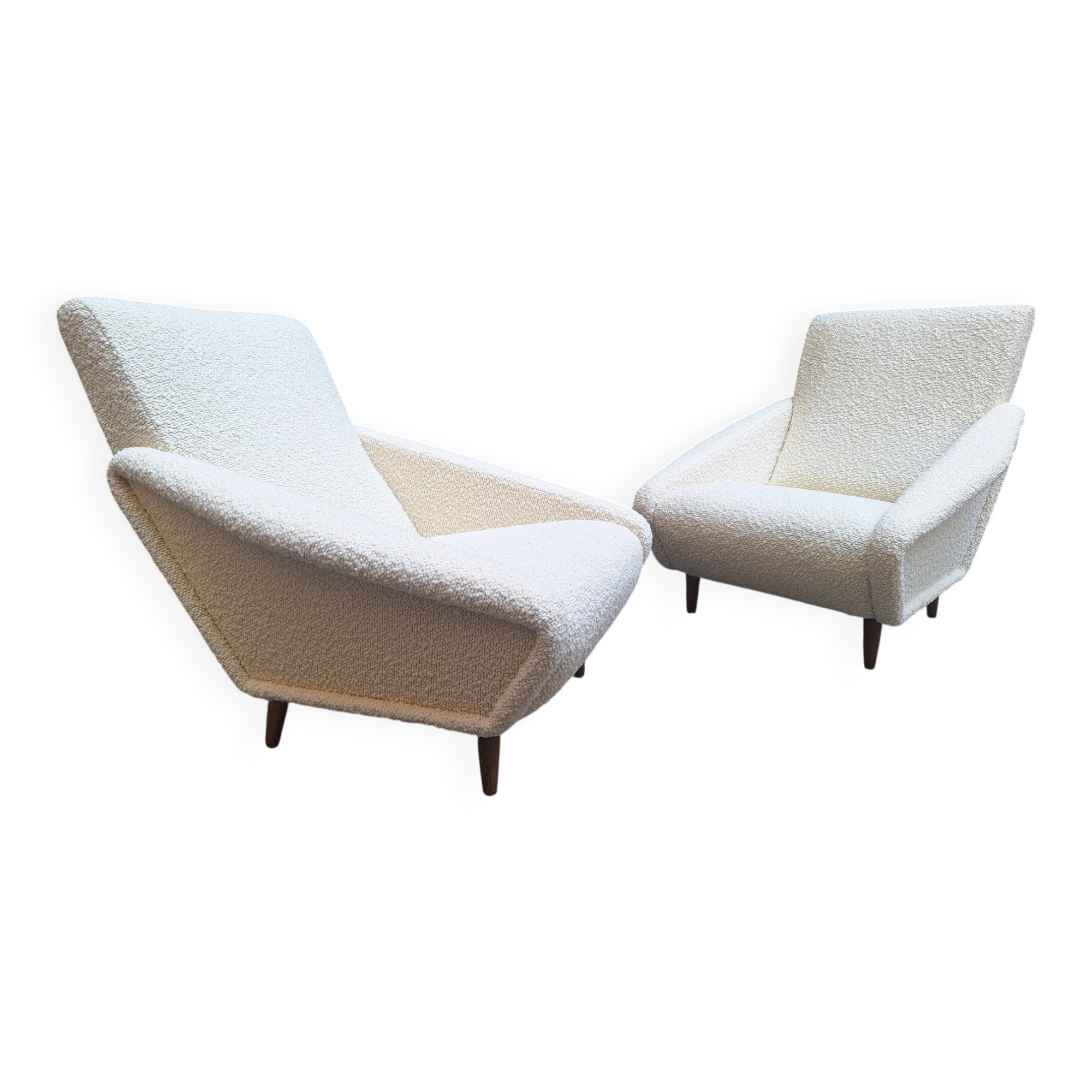 Distex Model Armchairs in White Boucle by Gio Ponti for Manifattura Artigianale Italiana, 1990s, Set of 2