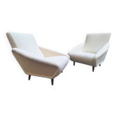 Distex Model Armchairs in White Boucle by Gio Ponti for Manifattura Artigianale Italiana, 1990s, Set of 2