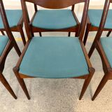 Set of 8 Vintage Danish Chairs by Søren Ladefoged – Teak & Blue Fabric