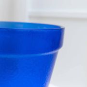 Large Vintage Deep Blue Glass Flower Pot with Textured Surface – Mid-Century Italian Glass, 1970s