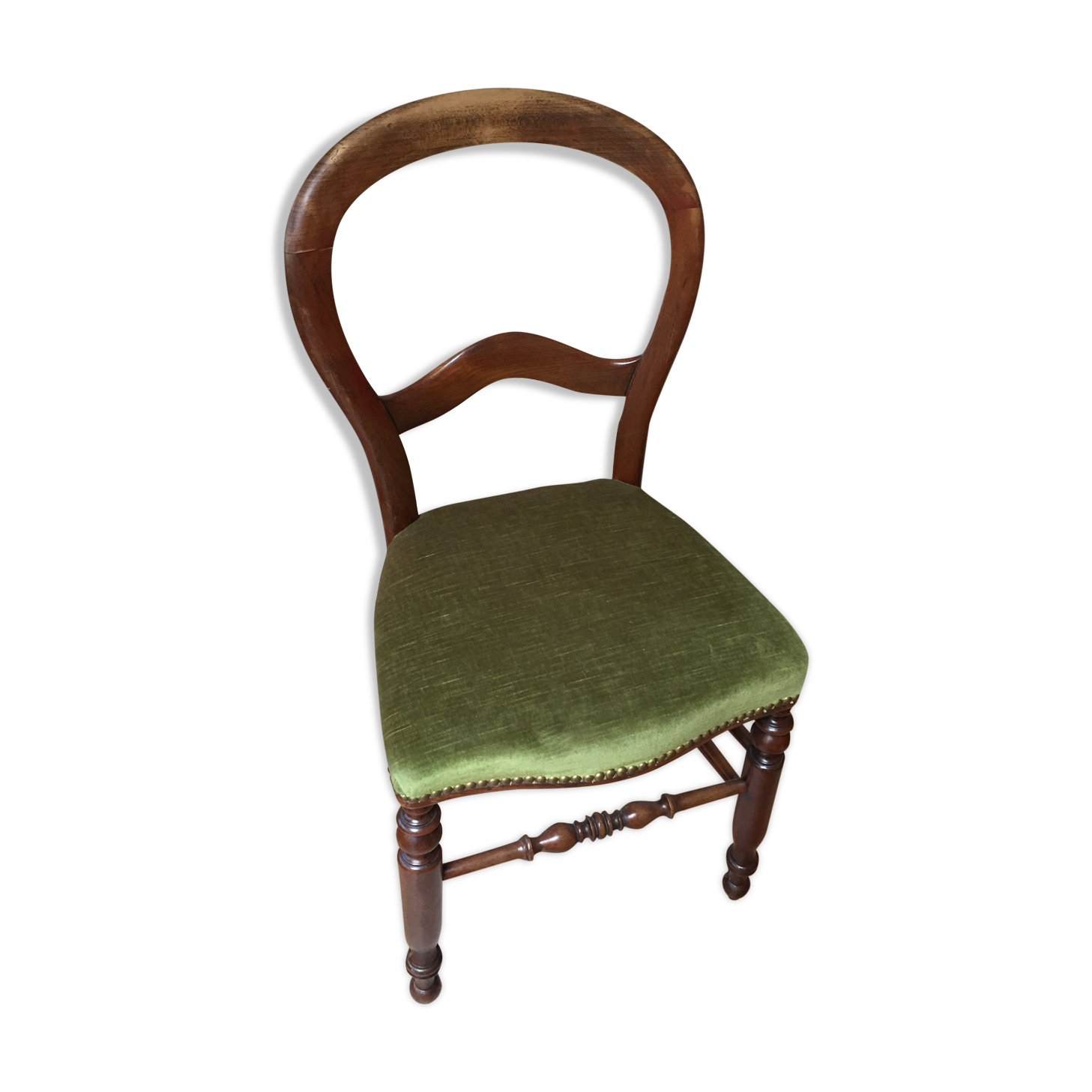Chaise Louis Philippe en velours vert