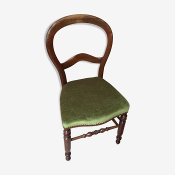 Chaise Louis Philippe en velours vert