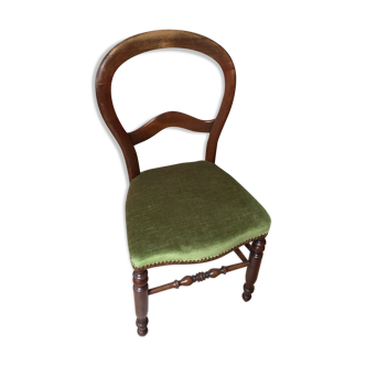 Chaise Louis Philippe en velours vert