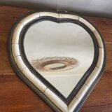 Heart-shaped bone and brass mirror