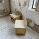 Pair of travertine bedside and rattan palm tree "vivai del sud"