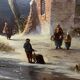 Huge oil painting on canvas Dutch school winter landscape 164x132