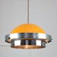 Space Age Italian Orange and Chrome Metal Pendant Lamp, 1970s