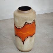 Grand vase émaillé West Germany a nuance orange et beige