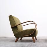 1930 Jindrich Halabala Bentwood Armchair in Forest Green Velvet