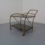 Mid-Century French Brass & Glass Serving Bar Cart, 1960s
