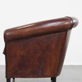 Sheepskin Leather Club Chair with Black Piping
