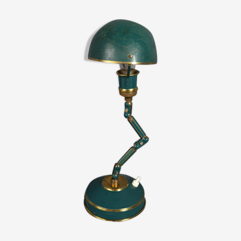 Lampe articulée à poser en bronze, laiton laqué vintage 50s