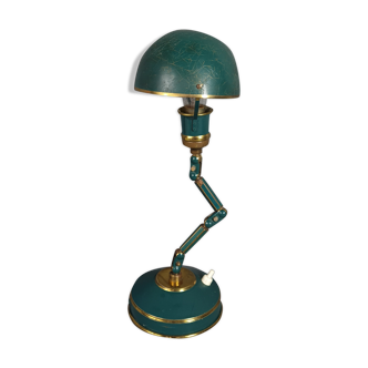 Lampe articulée à poser en bronze, laiton laqué vintage 50s