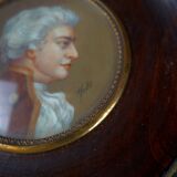 Miniature gouache portrait, 19th century, of an aristocratic man in profile