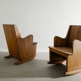 Vintage Swedish Wooden Pine Rocking Chairs by Axel Einar Hjorth, 1930s