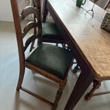 4 antique chairs with green velvet upholstery