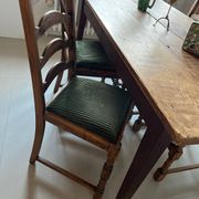 4 antique chairs with green velvet upholstery