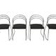 4 chaises minimalistes en fil d'acier chromé, années 80
