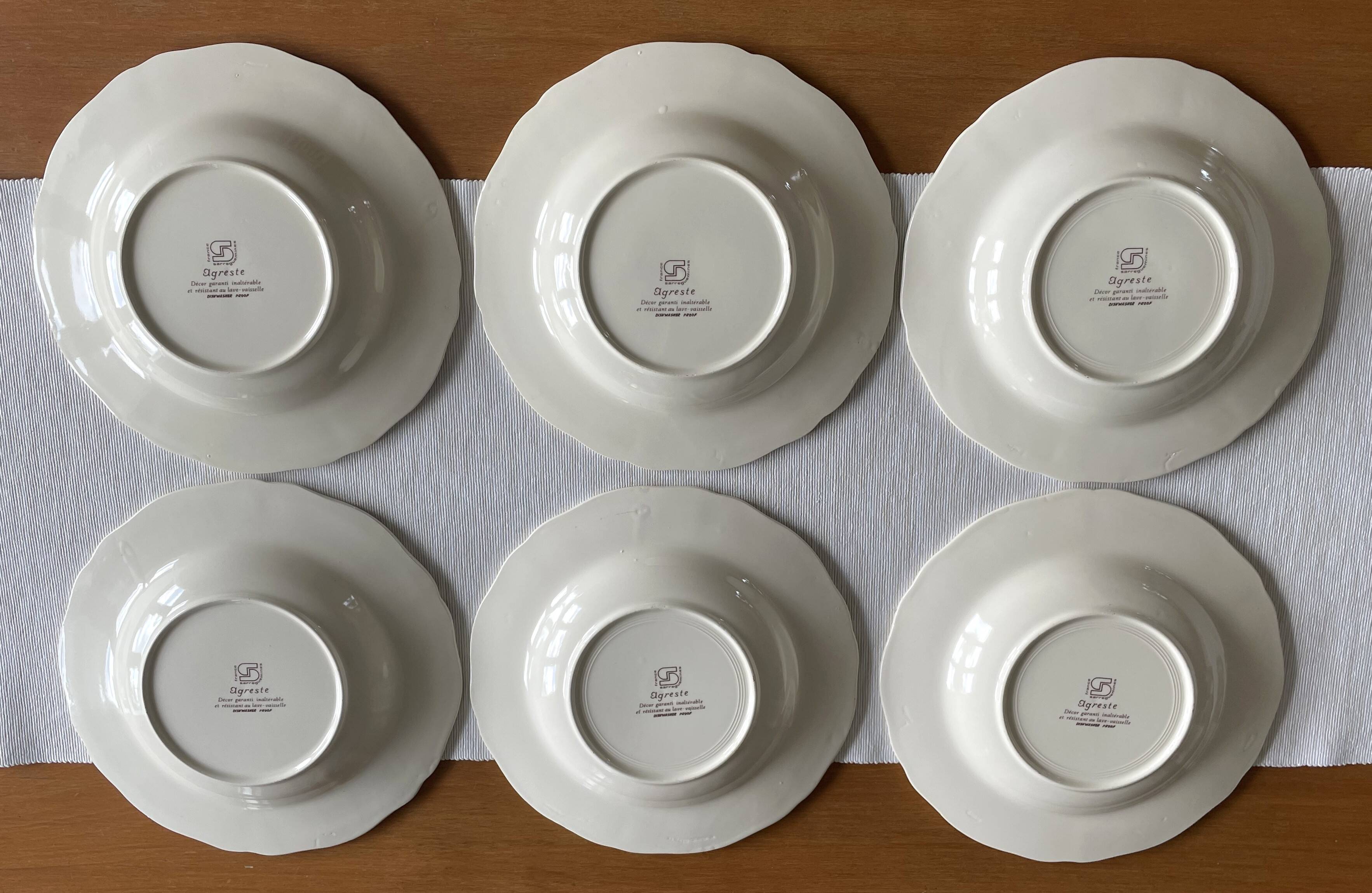 6 antique deep plates in Sarreguemines earthenware