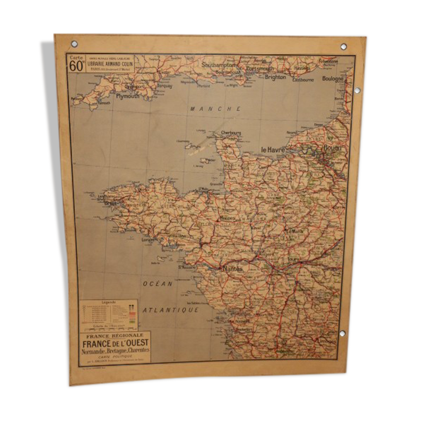 Old school card (large cardboard format) FRANCE DE L'OUEST