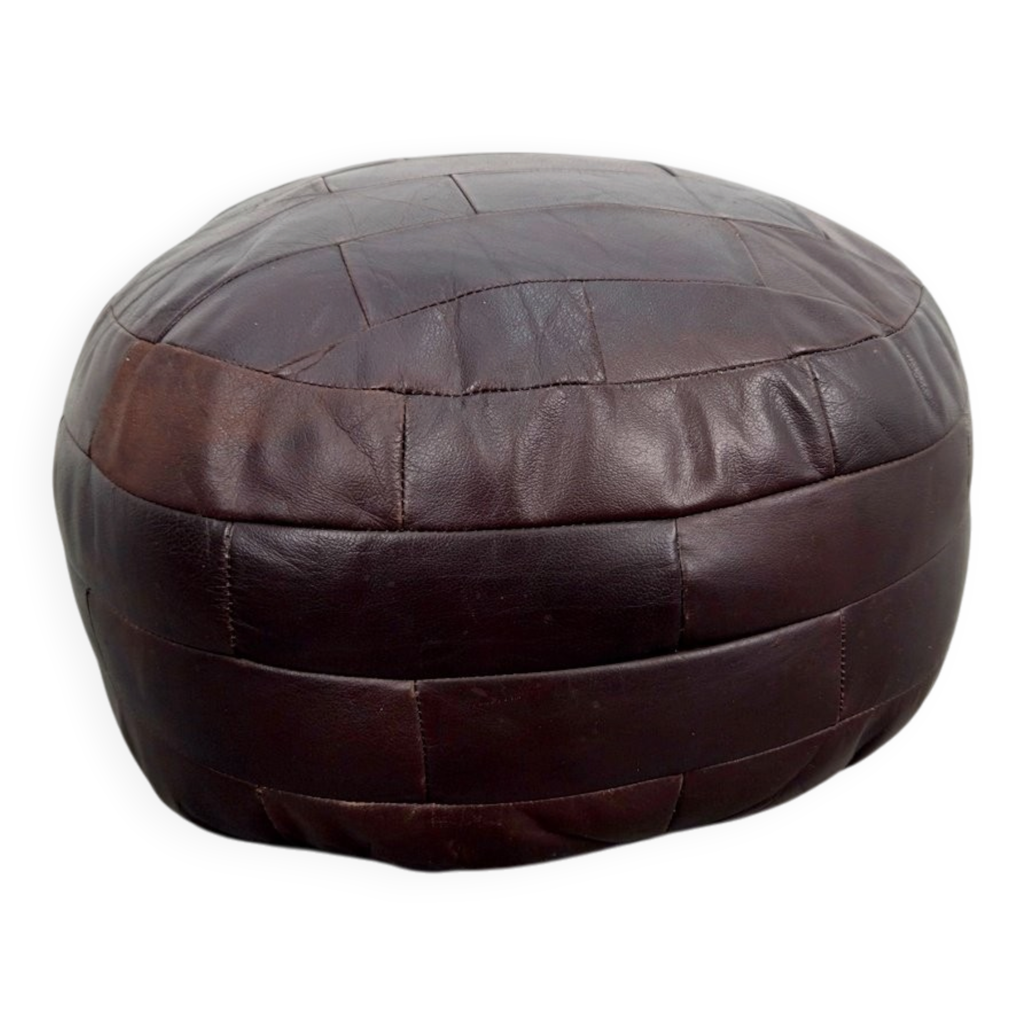 Vintage French Patchwork Leather Ottoman, 1960s